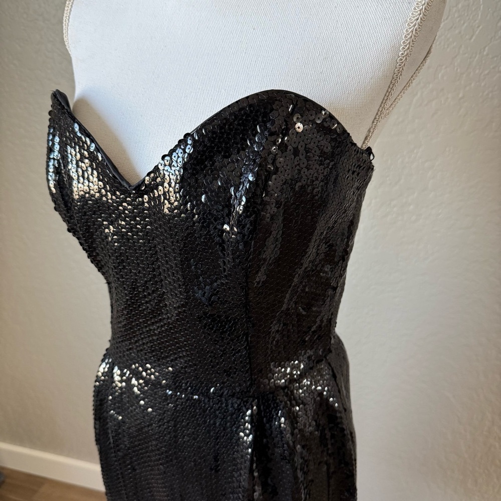 VTG Saks Fifth Avenue Jule Duroche After Five Black Strapless Sequin Dress SZ 12 - Picture 8 of 12